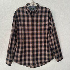 G.H. BASS & CO. MENS PLAID FLANNEL LONG SLEEVE BUTTON-DOWN SHIRT SIZE M